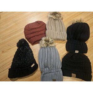 Lot of 6 Knit Beanie Hat Winter C.C and Adidas Warm Womens Adult